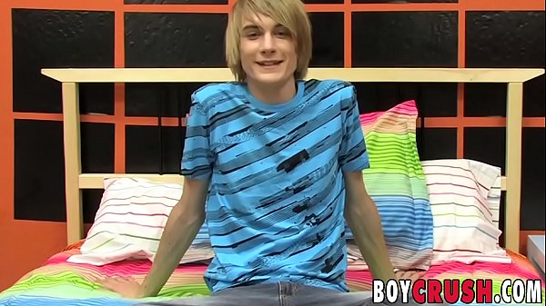 Twink Preston Andrews strokes his large cock post interview